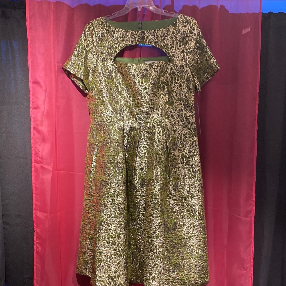 Gold Brocade Dress with Cutout